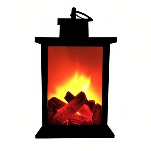 Lancoon Acogedora Lámpara de Chimenea con Luz de Llama LED Efecto de Llama Realista Seguridad Interior Exterior Mango Diseño para Sobremesa Decorativo Navidad Fiesta Casa