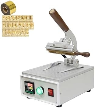 Manual Hot Foil Stamping Machine with Digital Temperature Control, Includes Letter Dies and Gold Paper, Ideal for Labels, Embossing, and Debossing