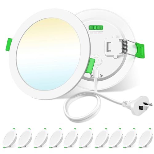 ALUSSO LIGHTING 14W LED Downlight 1260lm Dimmable 3000K Warm White 4000K Natural White 5700K Cool White 3CCT Round 120mm Cutout Recessed Spot Light 230V IP44 Waterproof 10pcs