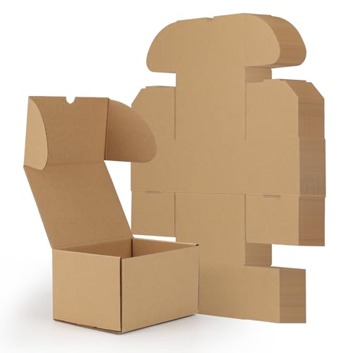 Image of RLAVBL 7x5x4 Small Shipping Boxes Set of 40, Brown Corrugated Cardboard Mailer Box for Packing, Mailing, Business