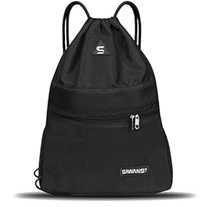 Drawstring Gym Sport Bag String Waterproof Pocket Zipper Sack Backpack for Women Men Travel Kit Bag for Hiking School…