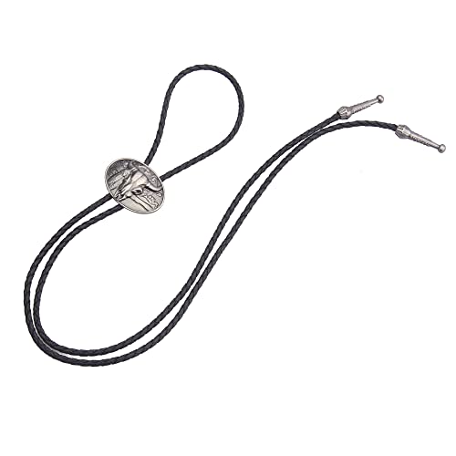 Image of GelConnie Bolo Ties for Men Women Western Cowboy Tie Mens Western Necklace Leather Necktie Gold Bolero Tie Cowboy Necklace