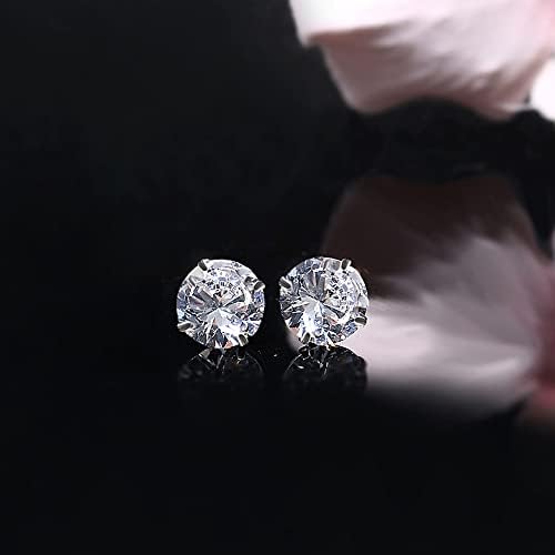 6 Pairs 20g Stainless Steel Cubic Zirconia Stud Earrings for Women Men Cartilage Ear Piercings Helix Tragus Flat Screw Backs 3mm 4mm 5mm 6mm 7mm 8mm Set