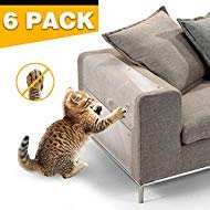 JASIWAY 6 Pcs Cat Furniture Protector, Clear Self-Adhesive Cat Scratch Deterrent Tape Pet Scratch Guards with Pins for Furniture,Sofa Couch,Wall, Mattress, Car Seat, Door