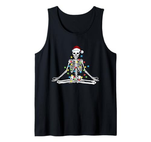 Esqueleto de Navidad de Papá Noel para yoga Camiseta sin Mangas