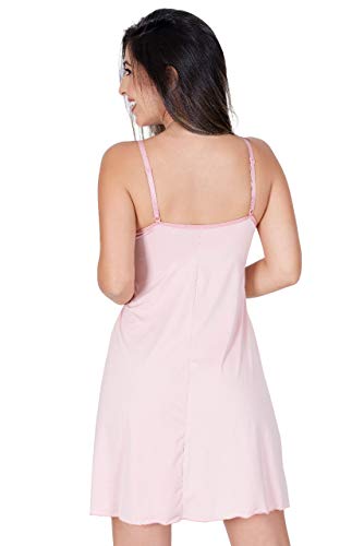 Camisola Amamentação com Renda Moda Gestante (G, Rosa)