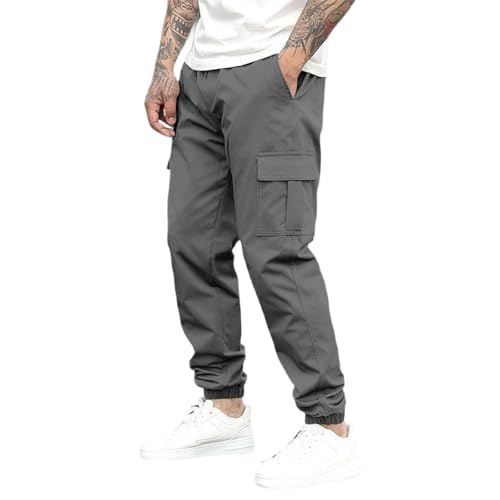 Men Multi-Pocket Jogger Hiking Pant Work Lightweight Trousers Plus Size Loose Casual Elastic Waist Cargo Pants