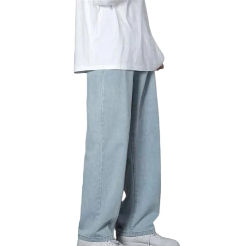 Men's Loose Straight Jeans Solid Color Wide Leg Denim Pants Casual Fashion Long Classic Trousers