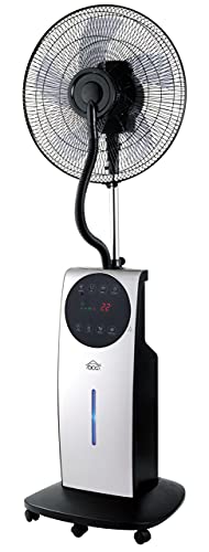 DCG VE1400T VENTILATORE UMIDIFICATORE RAFFRESCATORE IONIZZATORE REPELLENTE ANTI ZANZARA COLONNA DA TERRA CON NEBULIZZATORE, DISPLAY TEMPERATURA E TELECOMANDO, OSCILLAZIONE - 5 PALE - 3 VELOCITA'