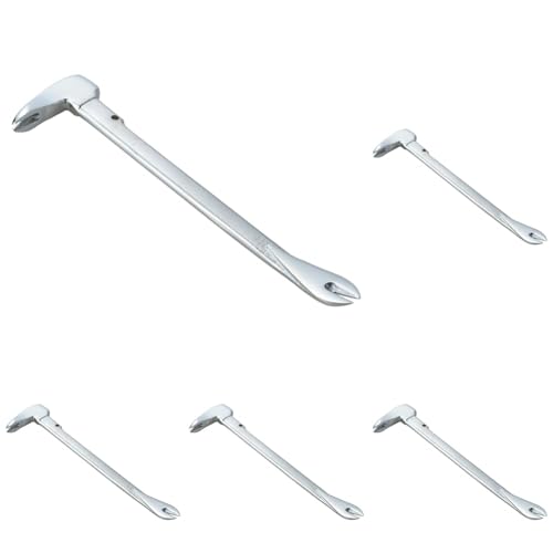 高儀(Takagi) インサートバール 280mm 工具 バール 釘抜 テコ はがし ミニ 薄型 差し込みやすい シャックル取付穴付き クロームメッキ仕上げ 高儀 たかぎ (× 5)