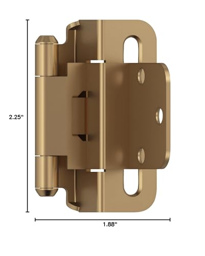 Image of Amerock 1 Pair 3 /8 inch Inset Champagne Bronze Self-Closing Wrap Hinge | Steel Cabinet Hinge for Kitchen, Bathroom and Furniture Doors, 3 /8 inch (10mm) Inset, Self Closing, Partial Wrap