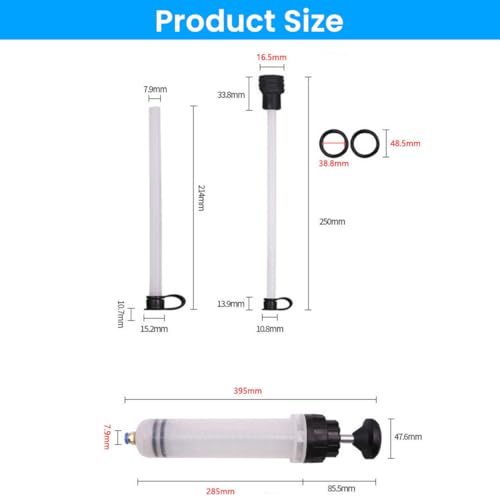Image of STHIRA Oil Extractor Kit, Syringe-Style Oil Fluid Transfer Pump, 200cc Capacity, Manual Suction Syringe Pump Hand Transfer Pump for Refilling Brake Fluid, Power Steering Fluid, or Transmission Oil