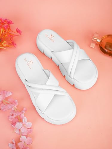 Image of XE Looks Comfortable & Trendy Women's Platform Heels Slippers, Casual Fashion Sandals For Women, Soft Wedges