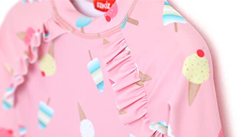 Ozkiz 'Sweet Ice' Girls Swimsuit Long Sleeve Rash Guard 3-Piece Set Toddler_Pink 3T-7Y2