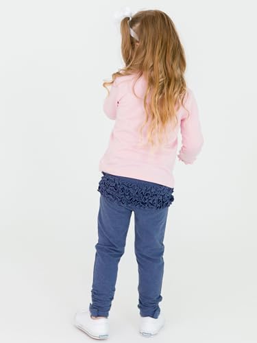 Image of RuffleButts Baby /Toddler Girls Knit Ruffle Tee - Long Sleeve T-Shirt | 51% Cotton 49% Modal, Breathable Fabric, Athletic Fit, Layering Undershirt, Yoga Or Gym Wear, Machine Wash