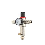 Cozyel Druckluftregler Druckminderer mit Manometer, Filter, 2 x Universal Anschluss, 3/8" M Anschluss, Press. Max 10 bar, Fördermenge 650 l/min. Ideal für Montage auf Kompressortank