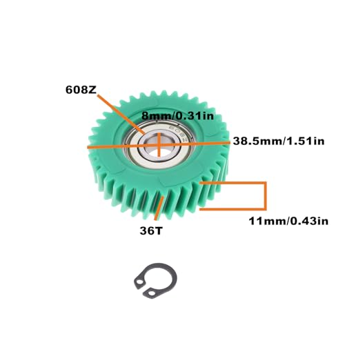 AS Axis Spindleon 3 Stück 36T Nylon-Schrägzahnräder mit 608-Lagern 8x11x38,5 Mm für Elektromotoren für Fahrräder