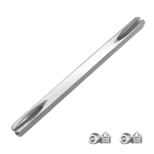 Nevoluxer Perno Cuadrado 8 mm x 150 mm para Picaportes - Barra de Husillo para Puertas con 4 Tornillos M6 - Pieza de Repuesto para Cerraduras de Puertas Interiores