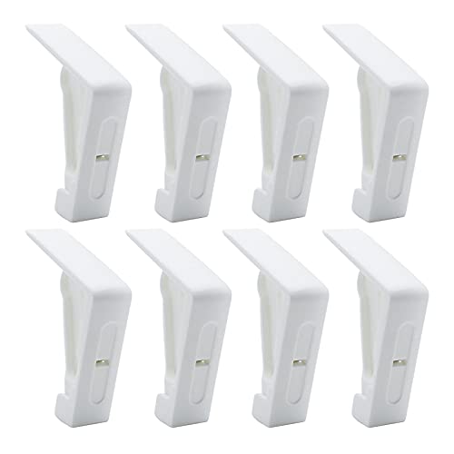 MZMing 8 Pièces Pinces à Nappe en Plastique Blanc pour Table d'Extérieur - Pinces Réglables à Ressort pour Nappe de Jardin Pique-Nique Fête de Mariage...