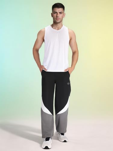 Image of CHKOKKO Men's Nylon Track Pants with Colorblock Design | Lightweight Breathable Sports Pant | Relaxed Fit Activewear for Workout, Training & Everyday Comfort