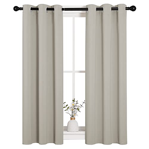 Image of NICETOWN Room Darkening Curtain Panels for Living Room, Thermal Insulated Grommet Room Darkening Draperies /Drapes for Window (Natural, 2 Panels, W29 x L45 -Inch)