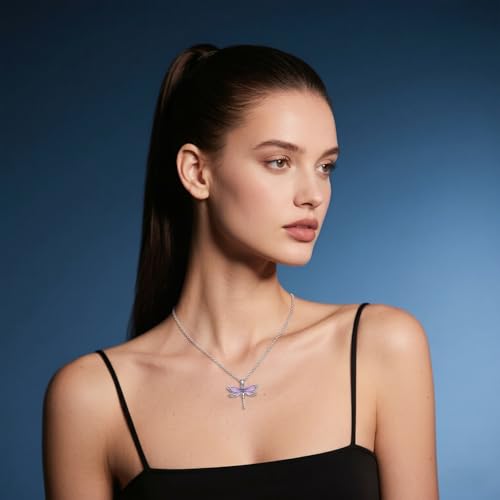Collier libellule améthyste naturelle et argent 925 de haute joaillerie - 4