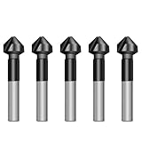 Hartmetall-Fasenfräser 5 Stück/Set 90° 1/3-Flöten Senker HSS Anfasen Metall Fräser Fräser(35 * 12 * 21 * 82 90° 3F)