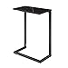 Sunon C-Shape Snack Side Table,17.3"x 9.8"x 26.5" Nesting End Table with Wood Laminate Top and Metal Frame Base (Black-Marble Texture)