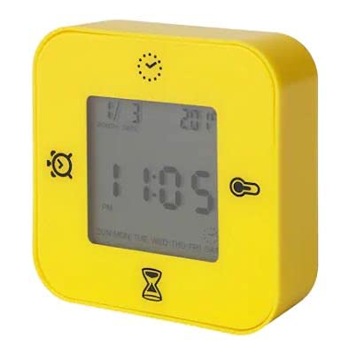 ledieu® KLOCKIS Clock/Thermometer/Alarm/Timer Yellow