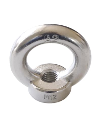 M12-1.75 Eye Nuts - IMScrews 304 Stainless Steel Eye Nuts - Resilient Hardware for Home Repairs and Professional Projects Pack of 2