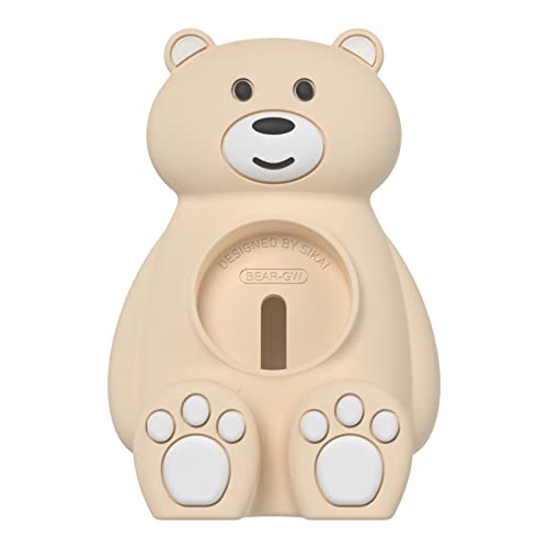 SIKAI-Cute-Bear-Charger-Stand-Compatible-with-Samsung-Galaxy-Watch-5-44mm40mm-Galaxy-Watch-5-Pro-55mm-Soft-Silicone-Supports-Nightstand-Mode-HomeOffice-Use-Ideal-Gift-Khaki
