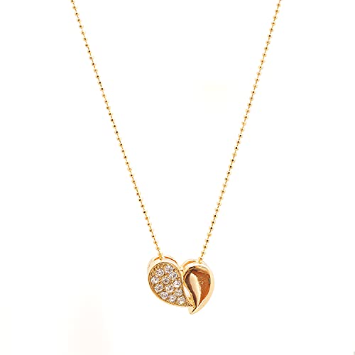 High Gloss Sliding Heart Pendant Necklace (Gold Plated) #TOP1