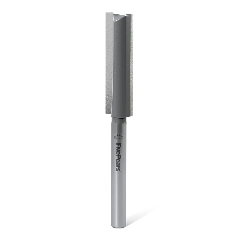 FivePears Straight Router Bits 1/2 Inch Shank Double Flute, 1 Inch Cutting Diameter, 1-1/4 Inch Cutting Length, Used for Create Groove, Dado or Hollow