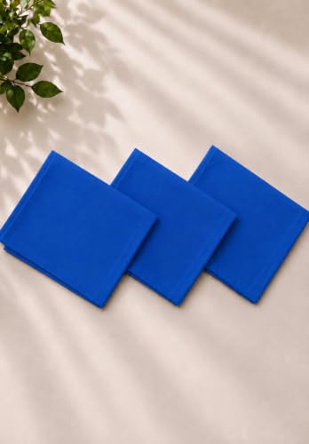 Image of Calvero Cotton Solid Handkerchief for Men and Boys, Super Absorbent Hanky, Black, Blue, Orange,Red,White,Yellow, 3 Pack
