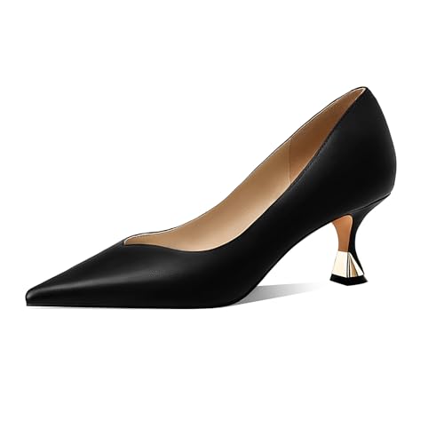 Image of Women Low Kitten Heels Women's Dressy Pumps Pointed Closed Toe Elegant Wedding Pumps Formal Work Office Comfortable Shoes Classic Pumps for Women