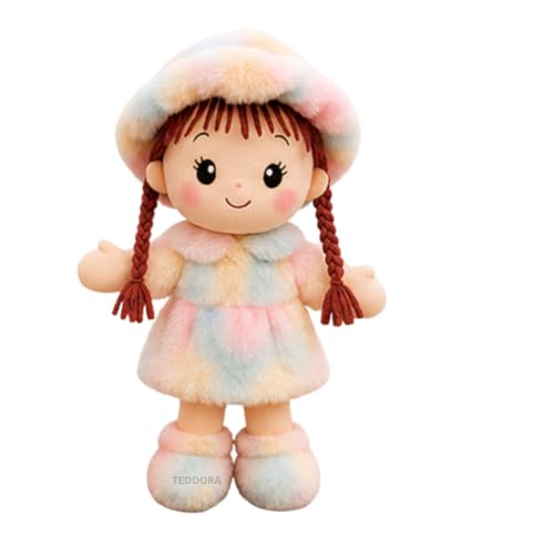 Image of Rainbow Dress Doll with Braided Hair Soft Toy for Girls Boys Kids,Multicolor,Rag Plush Stuffed Baby Teddy Gift Birthday, 40 cm