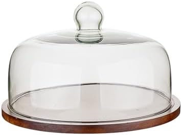 15.5cm Acacia Wood Cake Plate with Dome Lid, Elegant Dessert Display Stand for Parties, Natural Wooden Cake Server, Perfect for Cakes and Pastries