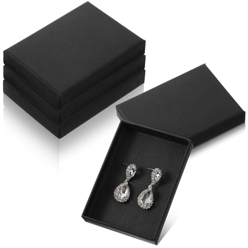 4 Stück Schmuckschachtel Schwarz,Ymapinc Schmuck Geschenkbox Schmuck Verpackung Karton Geschenkbox für Ohrringe Armbänder Ketten Valentinstag Thanksgiving Weihnachten(9,5x7cm)
