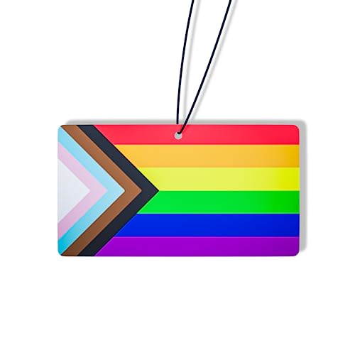 Image of Progressive Pride LGBTQ+ Air Freshener | Fantastic Love is Love Car Present For Anyone - Novelty Gift - Fun Gay Gift Birthday Accessories Funny Christmas Stocking Filler