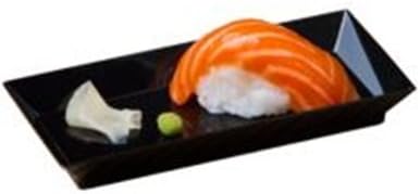 zappy 200 ct 2.5"" x 5"" Elegant Petite Mini Rectangle Tray Appetizer Dessert Plates - Disposable Hard Plastic Miniature Tasting Sushi Trays Sample Dish Party Plates Black