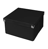 Samsill PNS02LSBK Pop n' Store Decorative Storage Box With Lid - Collapsible and Stackable - Medium Square Box - Black - Interior Size (9.75
