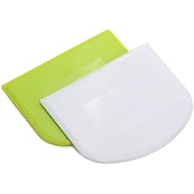 WAFJAMF 2 PCS Plastic Dough Scraper Bowl Scraper, Food-Grade Bench Scraper, Flexible Dough Cutter, Multipurpose Food Scrappers for Bread, Cake, Cream, FondantWhite+Green