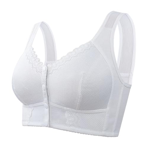 YAUNJI Comfortable Bra for Seniors Women, 2025 New Breathable Front Closure Senior Everyday Bras for Elderly Lady (US, Alpha, 5X-Large, Regular, Regular, White)