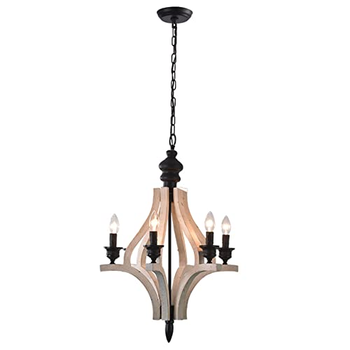 Lustre en bois de ferme rustique fait main à 4 ou 6 lampes pour îlot de cuisine