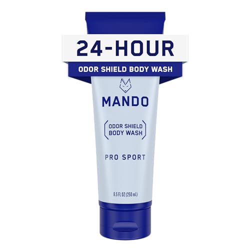 Mando Odor Shield Body Wash – 24 Hour Odor Control – Removes Odor Better than Soap – SLS Free, Paraben Free, Skin Safe – 8.5 Ounce (Pro Sport)