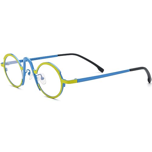 Image of FONEX Colorful Pure Titanium Glasses Frame Women Retro Round Eyeglasses