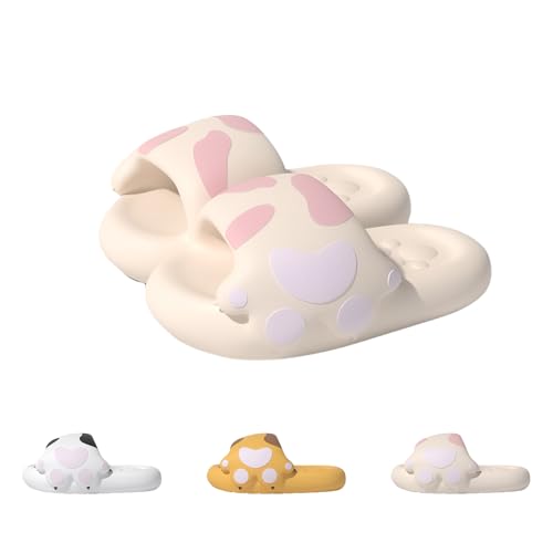 Cat Paw Slides,Women Cute Bathroom Pillow Slides Lightweight Non-slip Thick Sole Couple Shower Slippers Home Slides