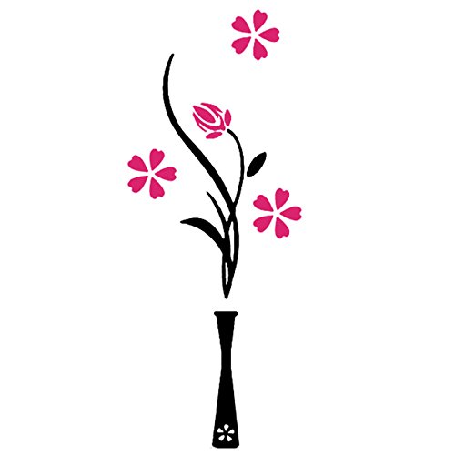 Buy DIY Vase Flower Tree Wall Sticker Crystal Arcylic 3D Red Floral