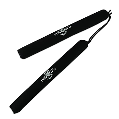 Playwell Nunchucku Safe Foam Rubber Childrens Adults - Deluxe Black Ultra Light Sparring Nunchucks - 12