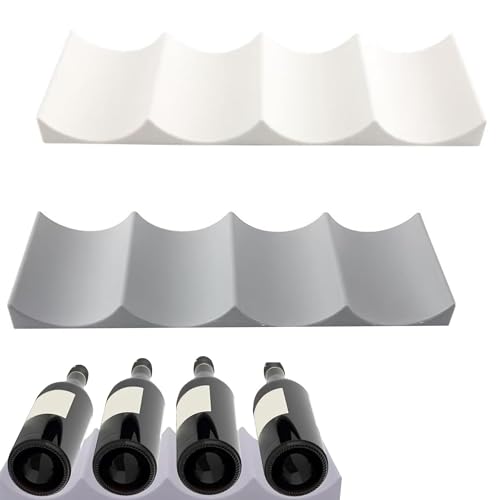 ZIOYANE Botellero apilable de 2 piezas para frigorífico, soporte antideslizante de silicona para frigorífico, armario y despensa (gris/blanco)